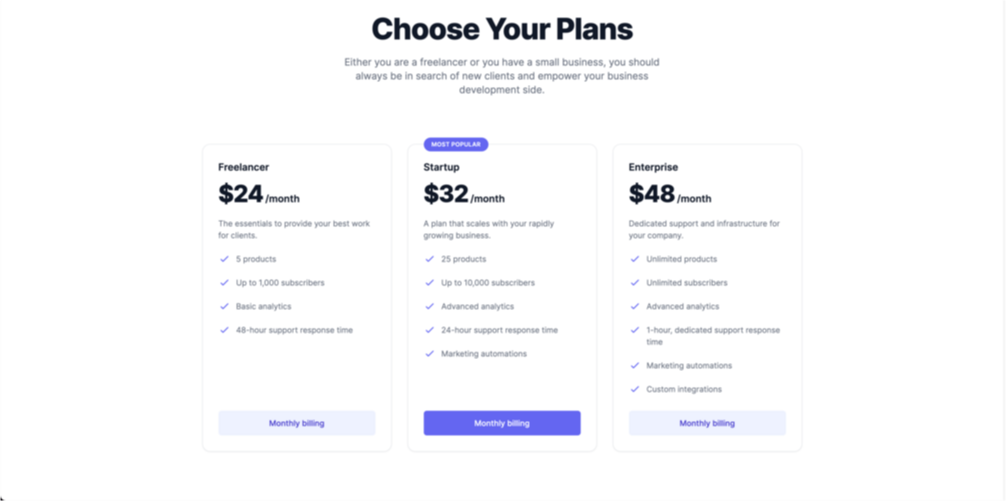 TailwindCss Pricing Table Components - Image 5