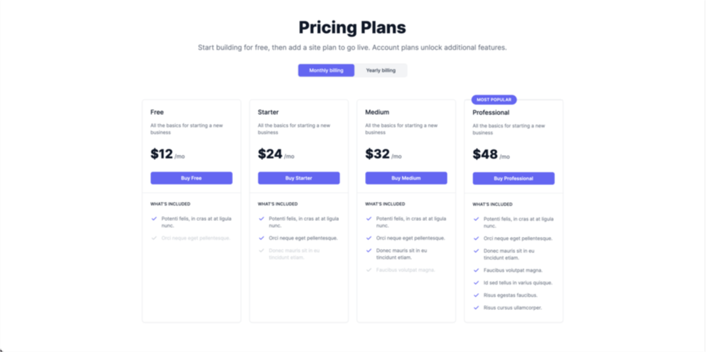 TailwindCss Pricing Table Components - Image 7