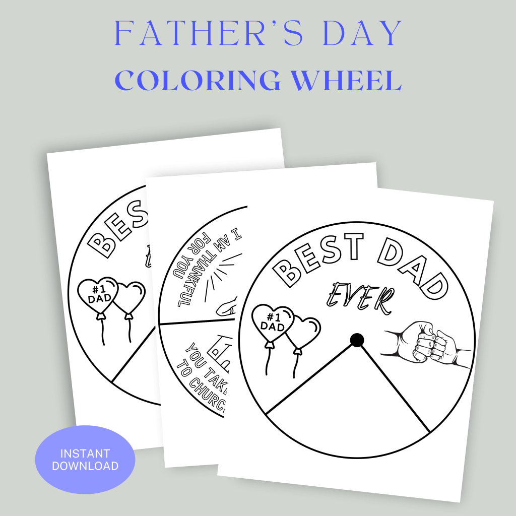 Father's Day Coloring Wheel, Printable Sunday School Lesson, Christian Printable Craft, Scripture Activity,Bible Coloring Page, Gift for Dad - Image 3
