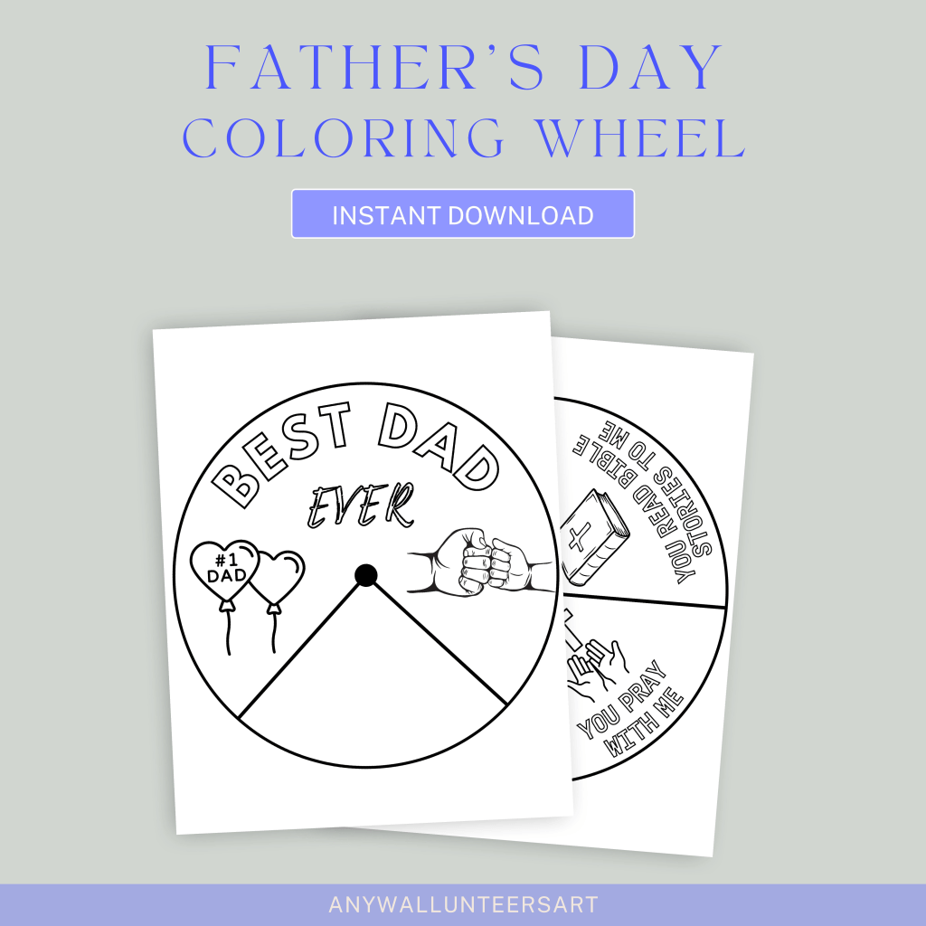 Father's Day Coloring Wheel, Printable Sunday School Lesson, Christian Printable Craft, Scripture Activity,Bible Coloring Page, Gift for Dad - Image 4