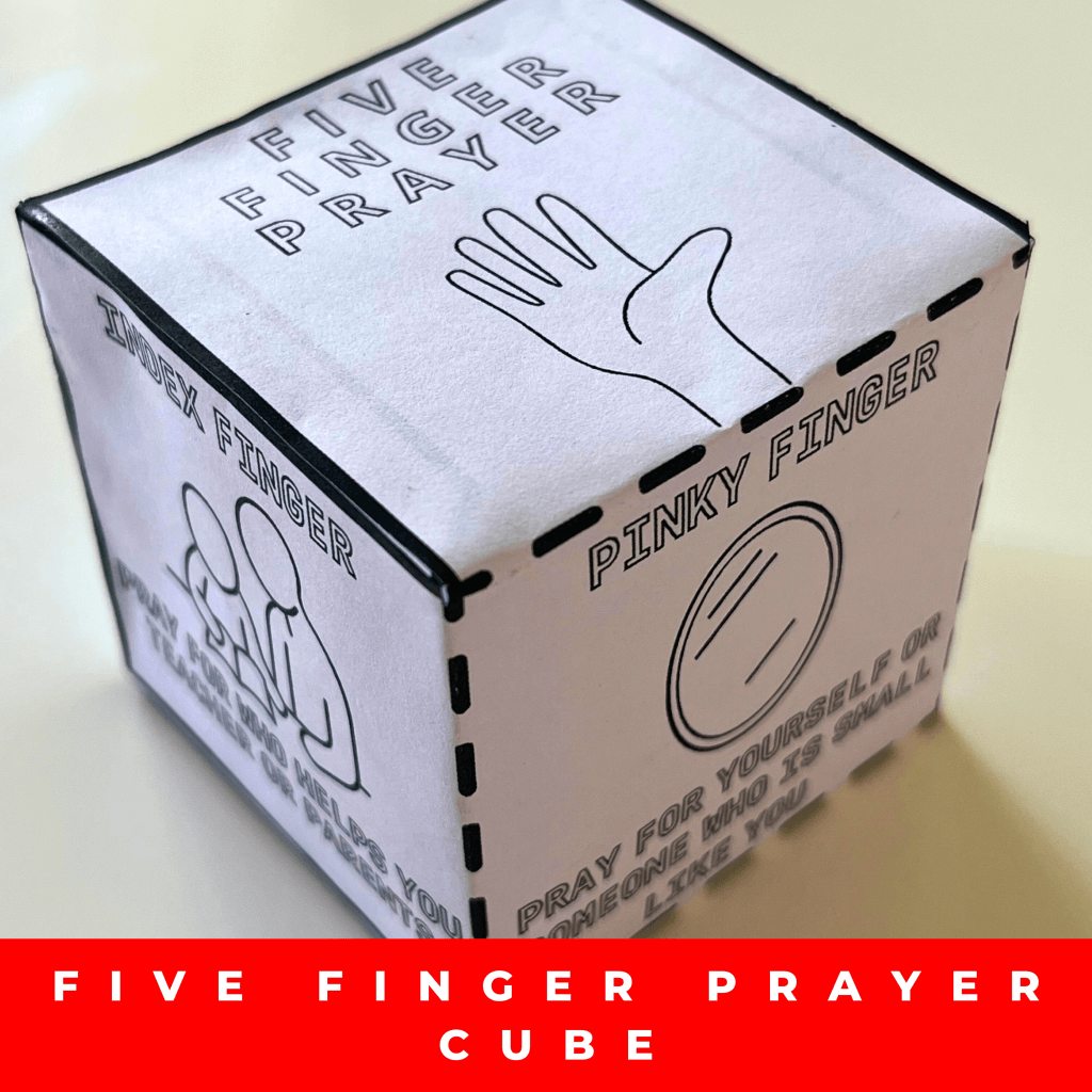 Five Finger Prayer Coloring Cube,Printable Christian Craft,Religious Craft for Kids,DIY Christian Printable for Children,Sunday School Craft - Image 7