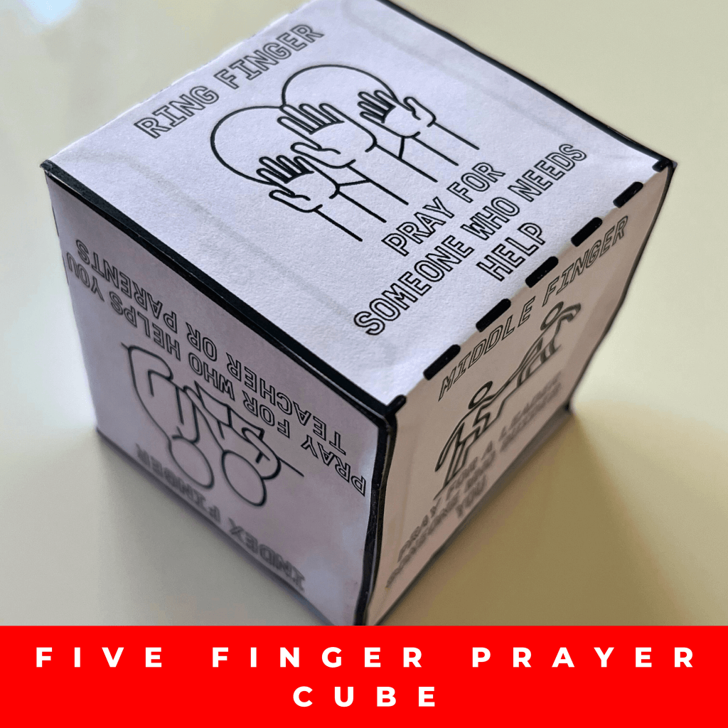 Five Finger Prayer Coloring Cube,Printable Christian Craft,Religious Craft for Kids,DIY Christian Printable for Children,Sunday School Craft - Image 8