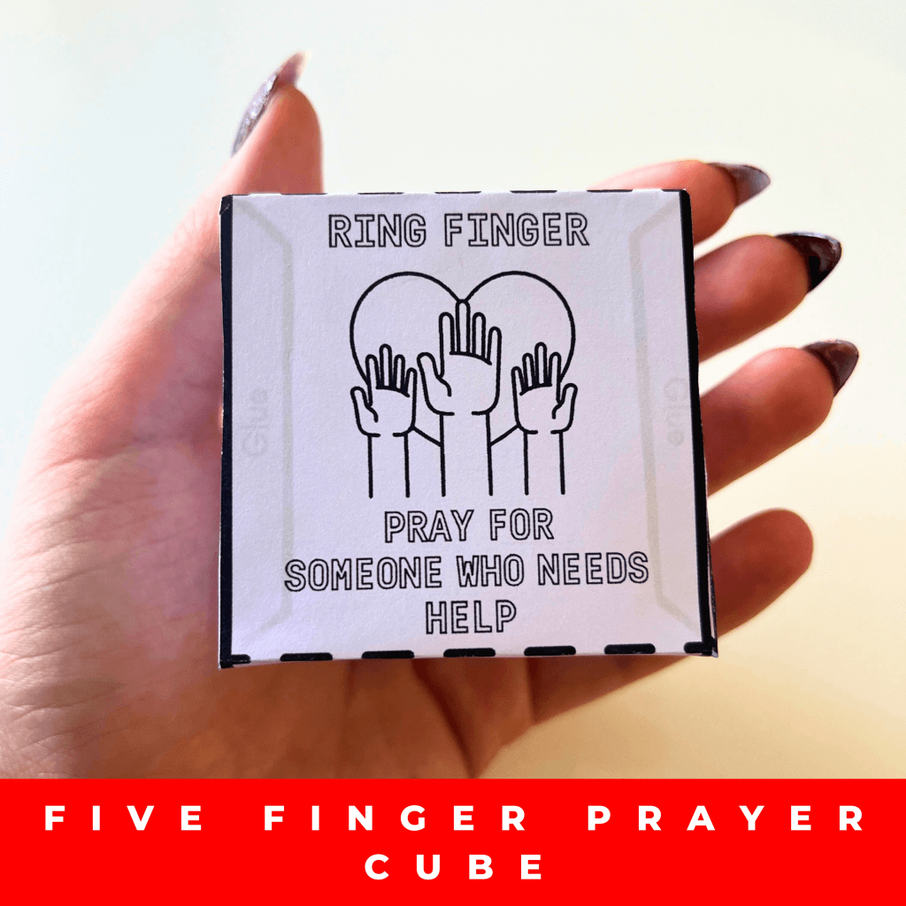 Five Finger Prayer Coloring Cube,Printable Christian Craft,Religious Craft for Kids,DIY Christian Printable for Children,Sunday School Craft - Image 9