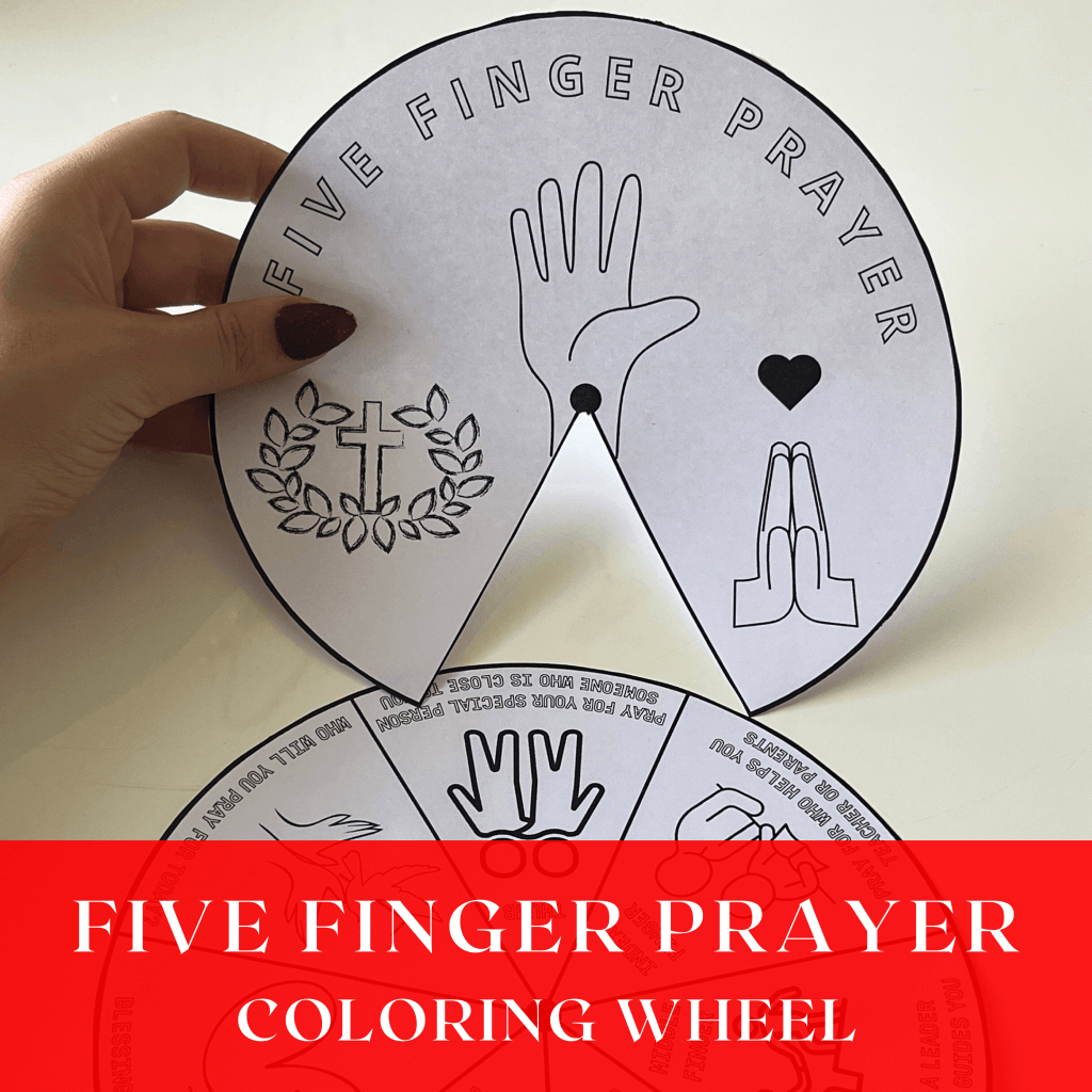 Five Finger Prayer Coloring Wheel,Sunday School Craft, Bible Scripture Memory for Kids,Printable Bible Activity,Bible Story, Prayer Activity - 7