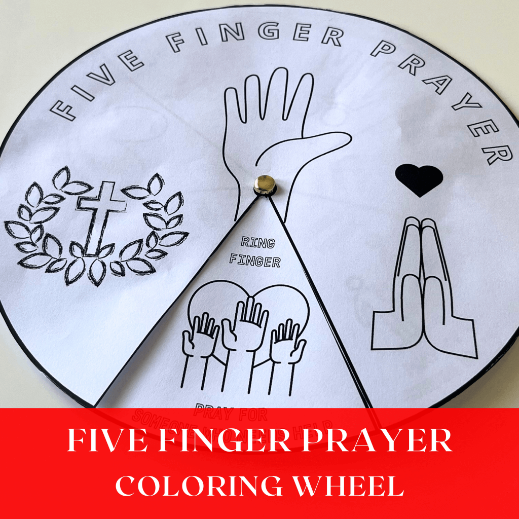 Five Finger Prayer Coloring Wheel,Sunday School Craft, Bible Scripture Memory for Kids,Printable Bible Activity,Bible Story, Prayer Activity - 8