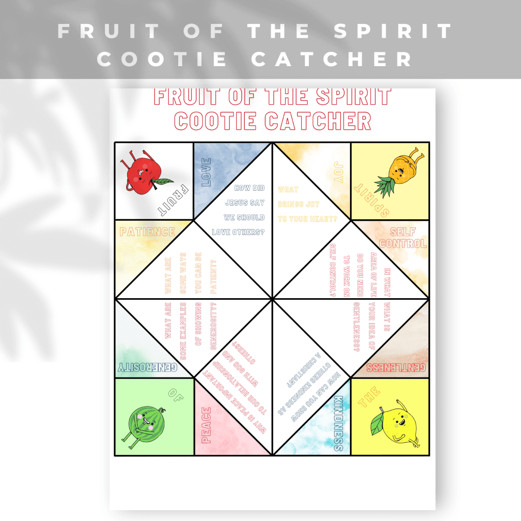 Fruit of the Spirit Cootie Catcher Sunday School Bible Activity, Fruit of the Spirit Paper Craft for Kids, Christian Homeschool Printable - Image 4