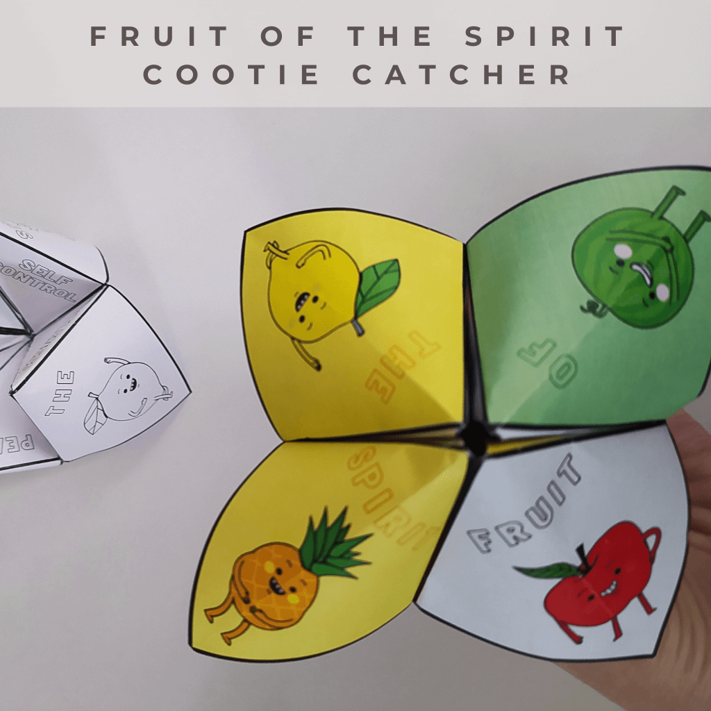 Fruit of the Spirit Cootie Catcher Sunday School Bible Activity, Fruit of the Spirit Paper Craft for Kids, Christian Homeschool Printable - Image 5