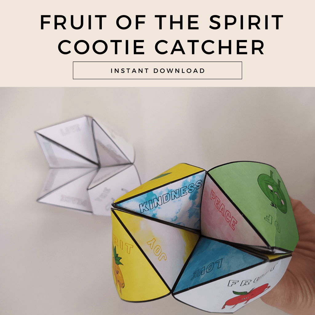Fruit of the Spirit Cootie Catcher Sunday School Bible Activity, Fruit of the Spirit Paper Craft for Kids, Christian Homeschool Printable - Image 6