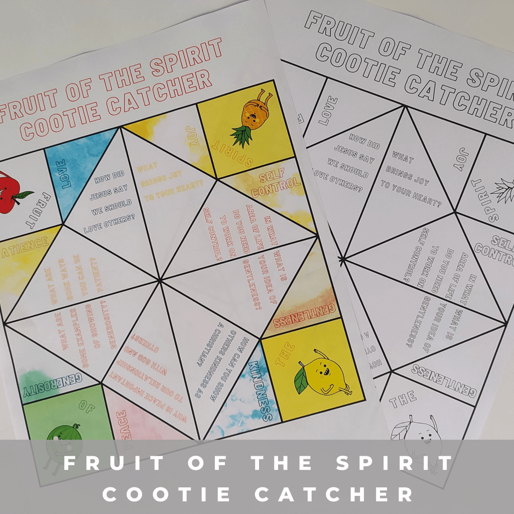 Fruit of the Spirit Cootie Catcher Sunday School Bible Activity, Fruit of the Spirit Paper Craft for Kids, Christian Homeschool Printable - Image 8