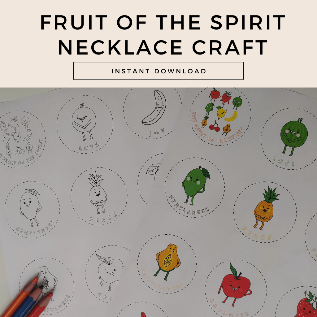 Galatians 5:12-13 Fruit of the Spirit Necklace Craft, Fruit of the Spirit Activity, Homeschool Worksheet, Printable Sunday School Craft - Image 6