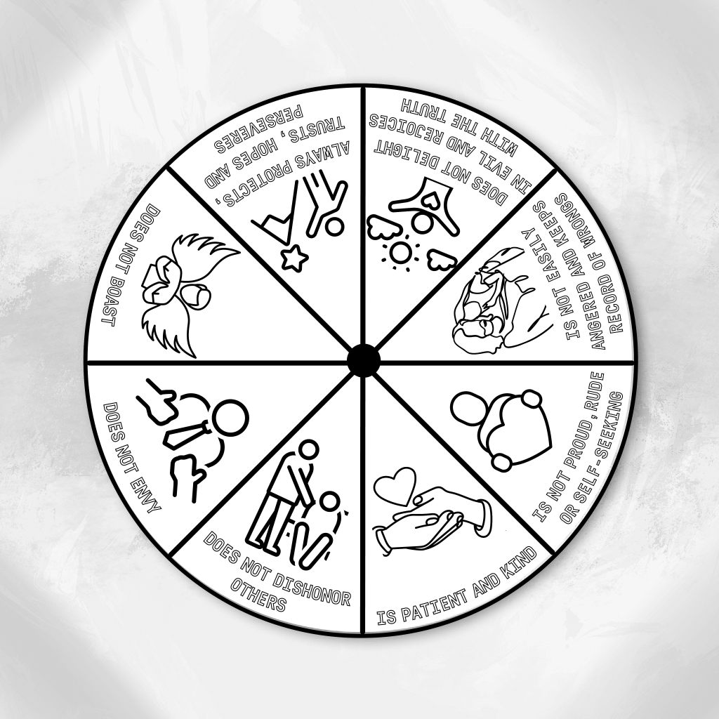 God Is Love Coloring Wheel, Printable Sunday School Lesson, Bible Verse Sunday School Activity,Prayer Activity, Scripture Craft,Bible Lesson - Image 2