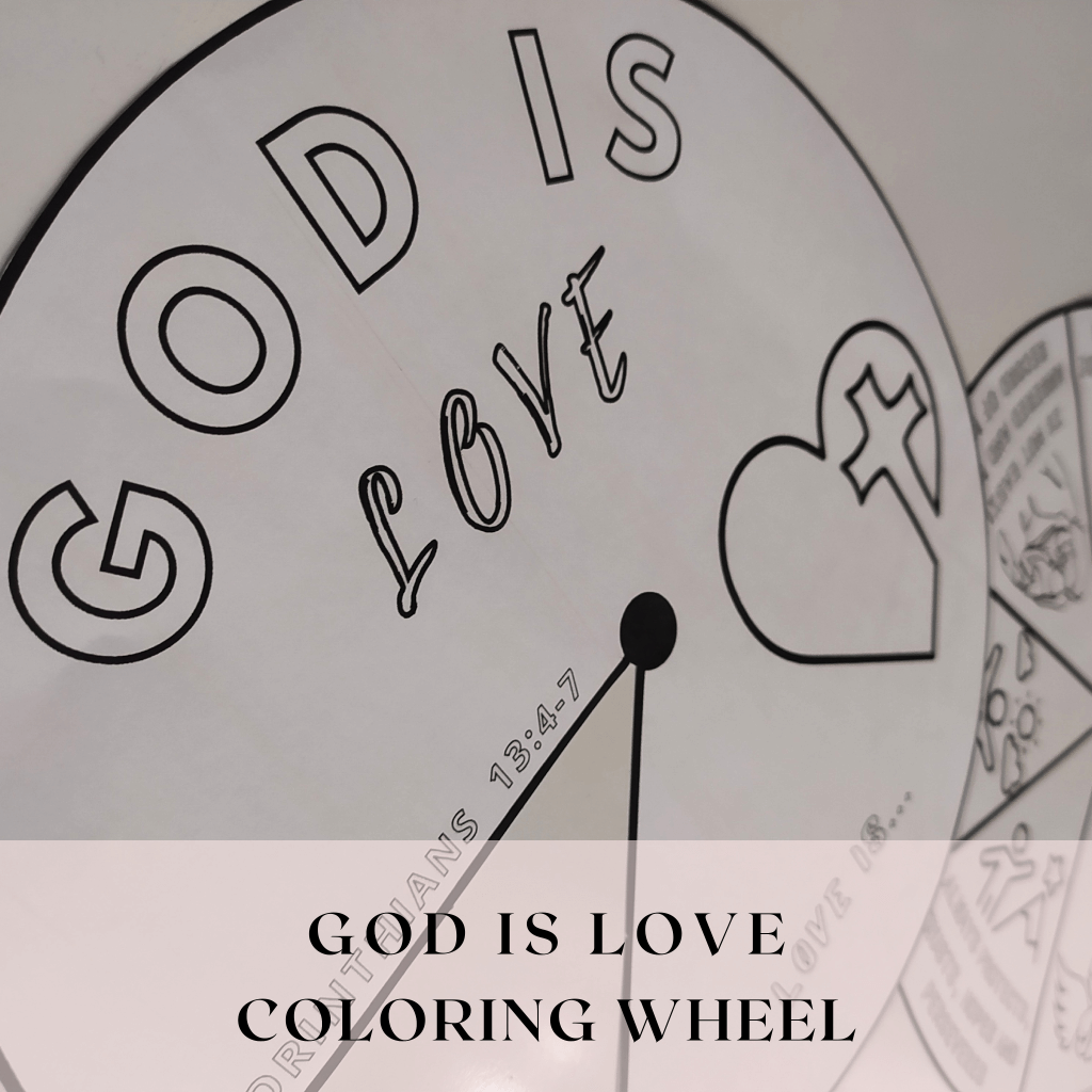 God Is Love Coloring Wheel, Printable Sunday School Lesson, Bible Verse Sunday School Activity,Prayer Activity, Scripture Craft,Bible Lesson - Image 5