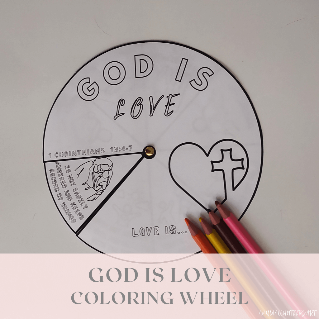 God Is Love Coloring Wheel, Printable Sunday School Lesson, Bible Verse Sunday School Activity,Prayer Activity, Scripture Craft,Bible Lesson - Image 6
