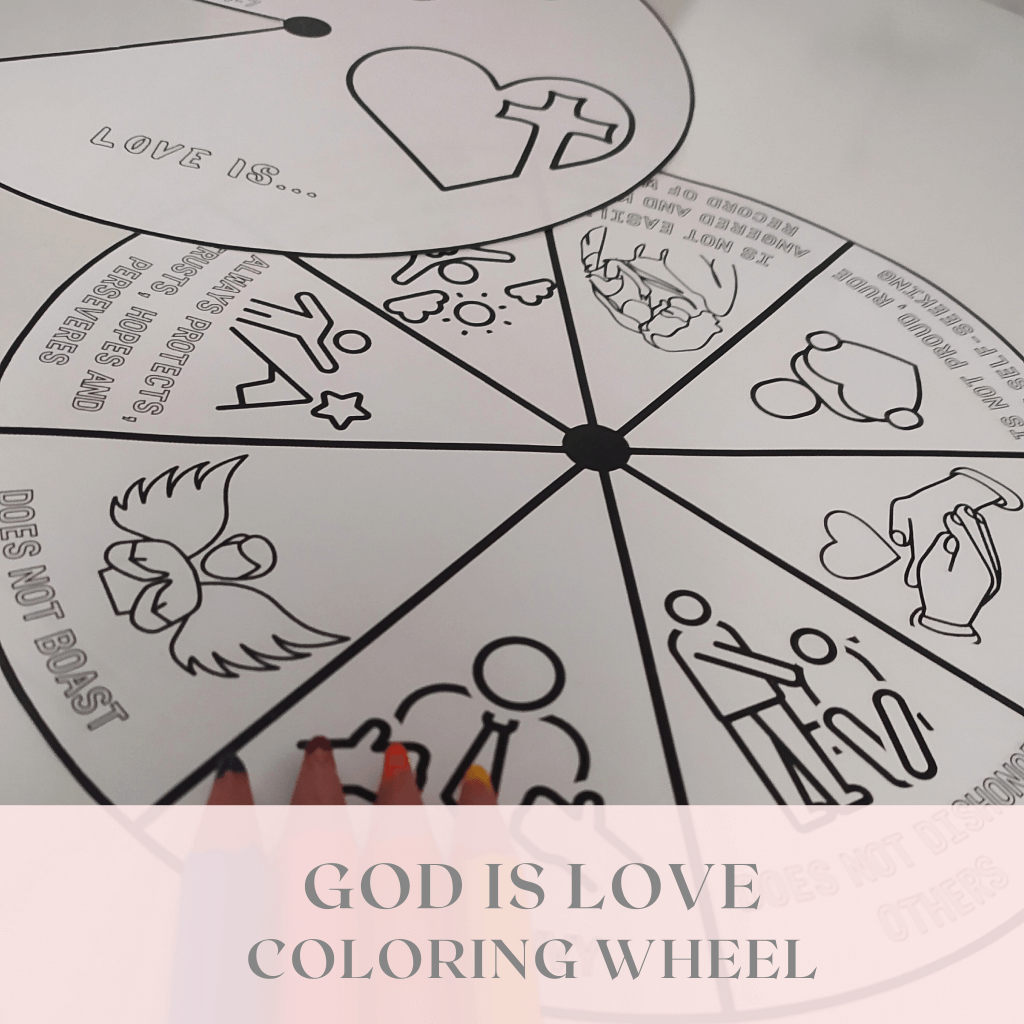 God Is Love Coloring Wheel, Printable Sunday School Lesson, Bible Verse Sunday School Activity,Prayer Activity, Scripture Craft,Bible Lesson - Image 7