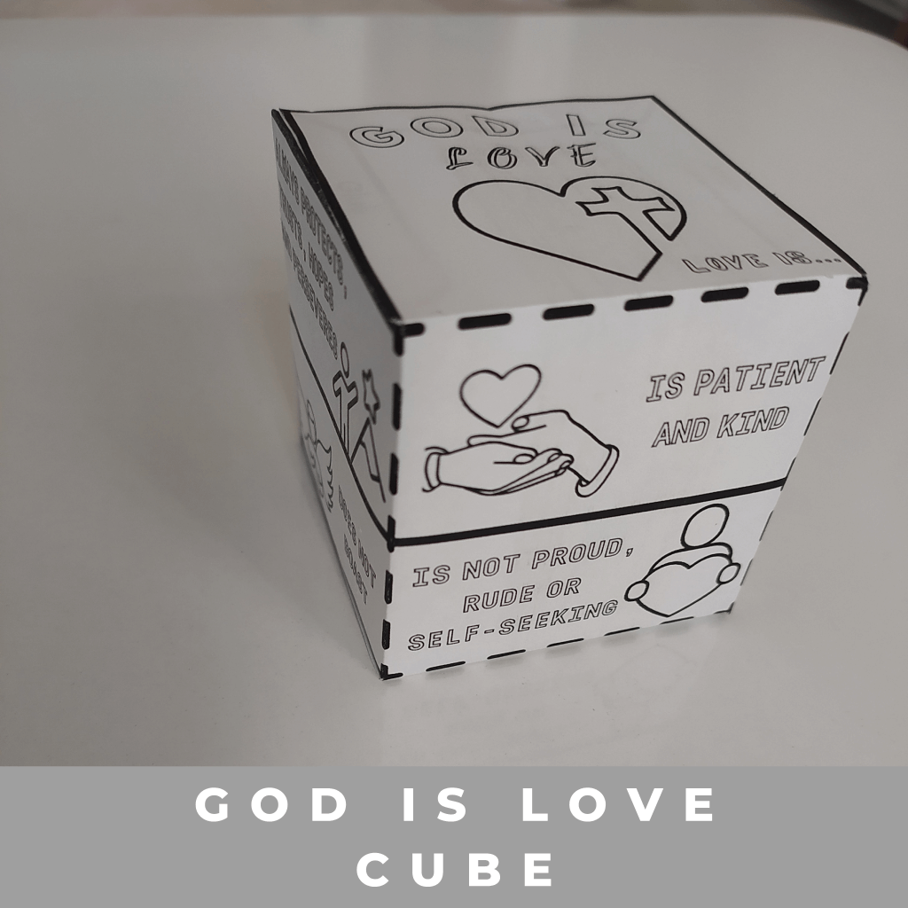 God Is Love Coloring Cube,Printable Bible Coloring Page Learning Sheet, Bible Verse Sunday School Activity, Printable Sunday School Craft - Image 7
