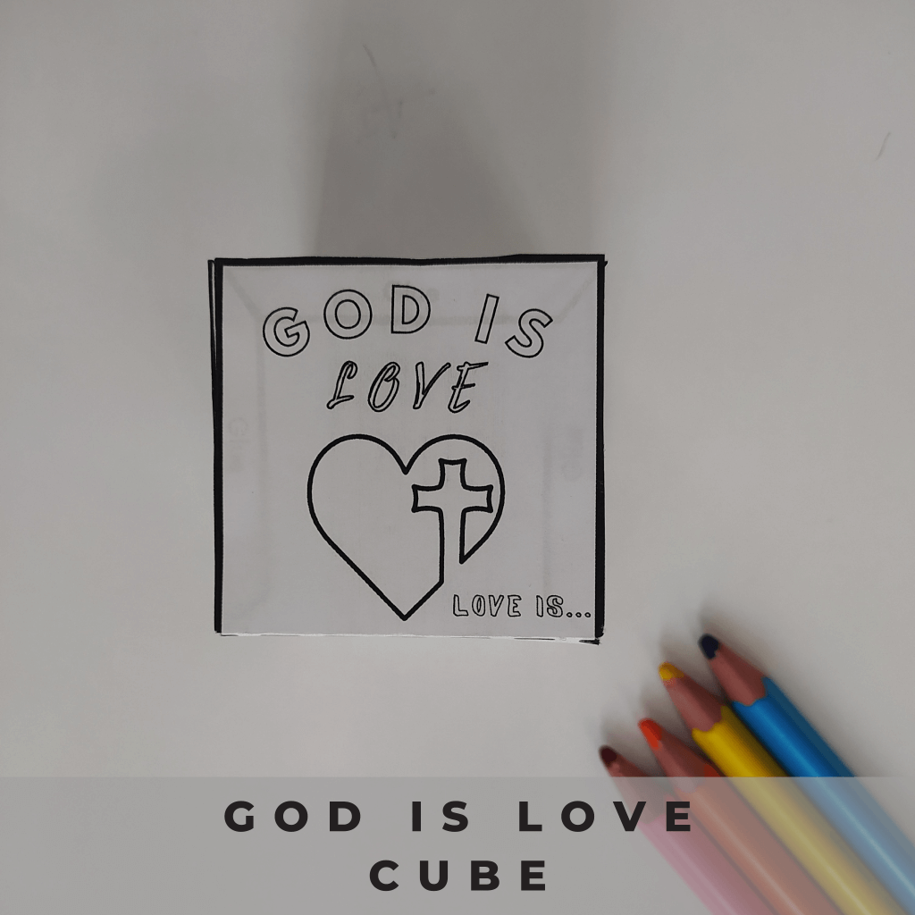 God Is Love Coloring Cube,Printable Bible Coloring Page Learning Sheet, Bible Verse Sunday School Activity, Printable Sunday School Craft - Image 8