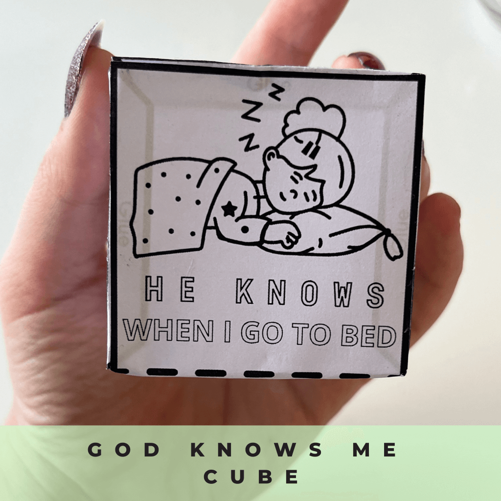 God Knows Me Coloring Cube, Sunday School Craft, Bible Coloring Page Learning Sheet, Bible Verse Sunday School Activity, Prayer Activity - Image 6