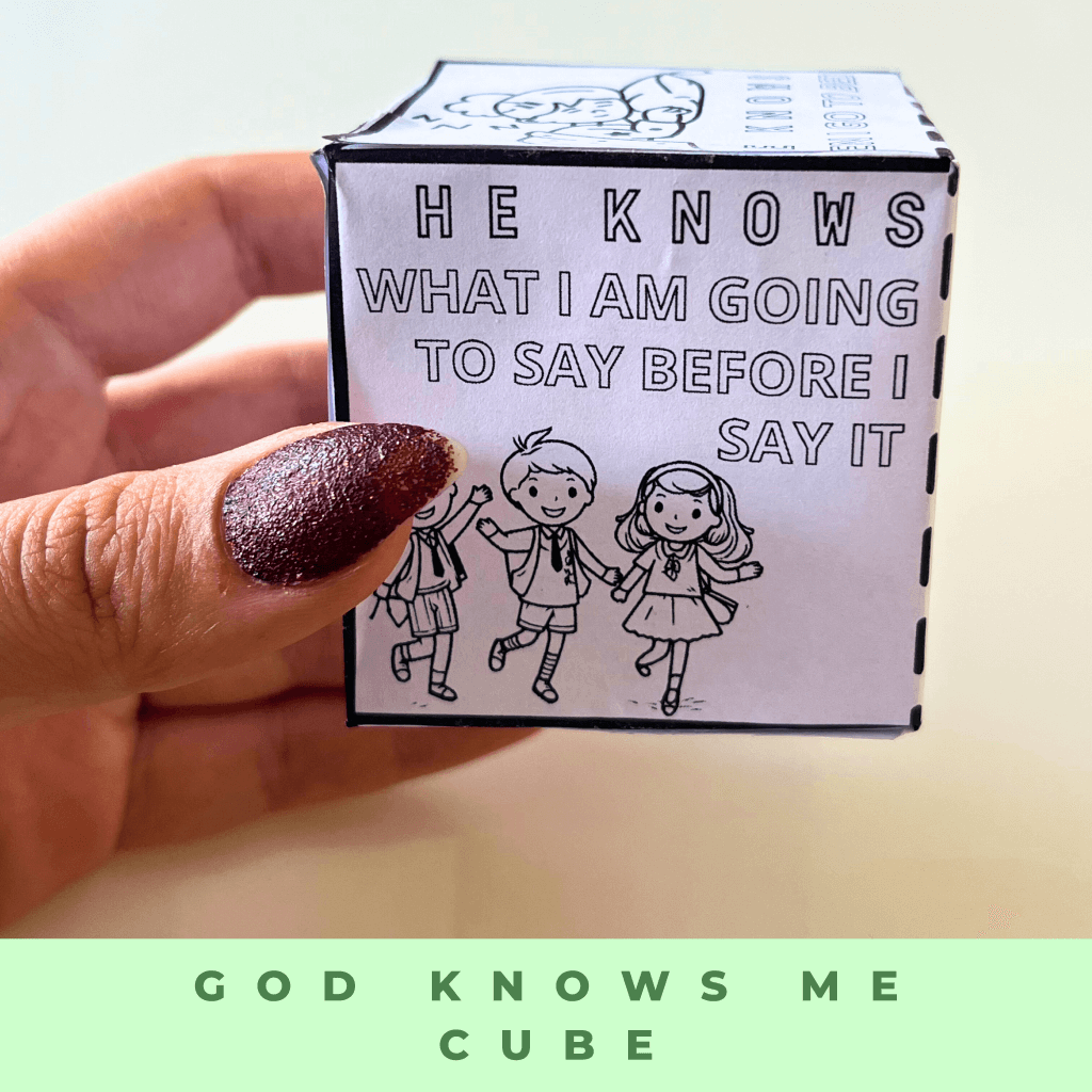 God Knows Me Coloring Cube, Sunday School Craft, Bible Coloring Page Learning Sheet, Bible Verse Sunday School Activity, Prayer Activity - Image 9