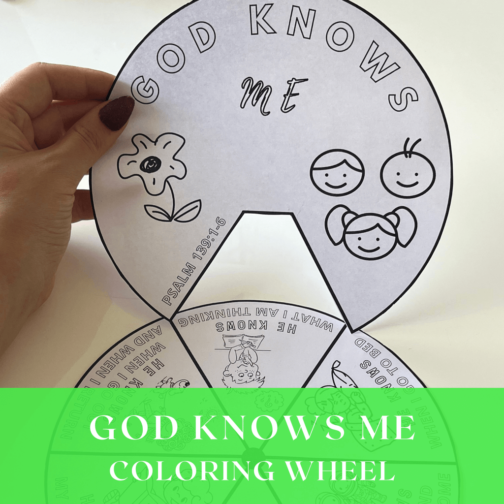 God Knows Me Coloring Wheel,Sunday School Lesson Craft, Bible Scripture Memory for Kids,Printable Bible Activity,Bible Story,Prayer Activity - 5