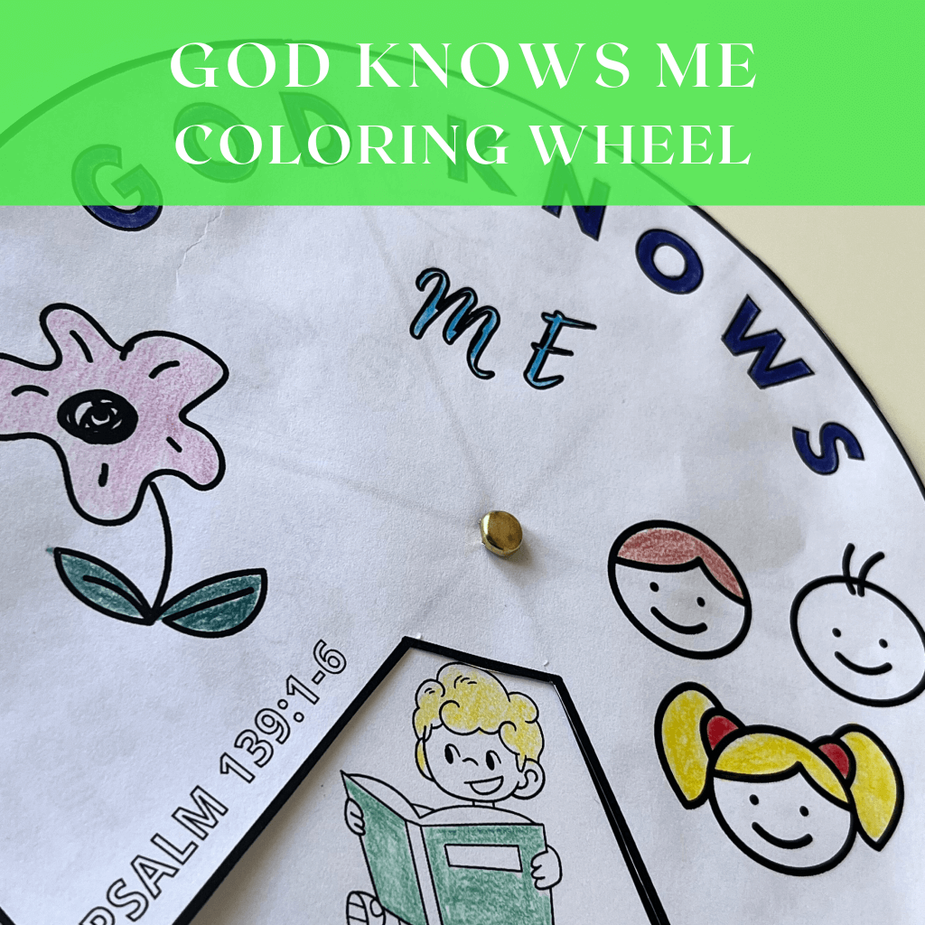 God Knows Me Coloring Wheel,Sunday School Lesson Craft, Bible Scripture Memory for Kids,Printable Bible Activity,Bible Story,Prayer Activity - 8