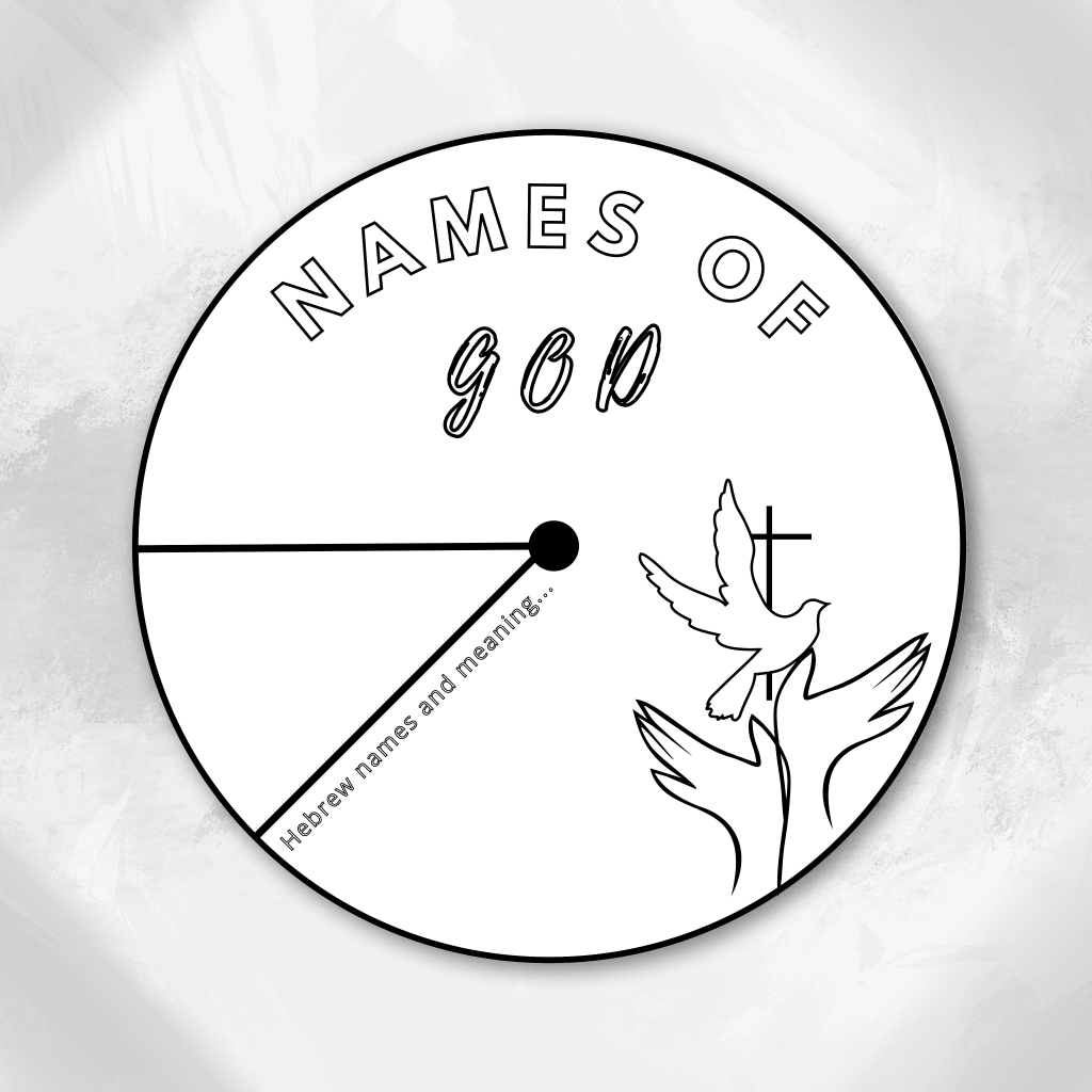 Names of God Coloring Wheel, Sunday School Lesson Craft, Bible Scripture Memory for Kids, Printable Bible Activity, Hebrew Names,Bible Story - 8