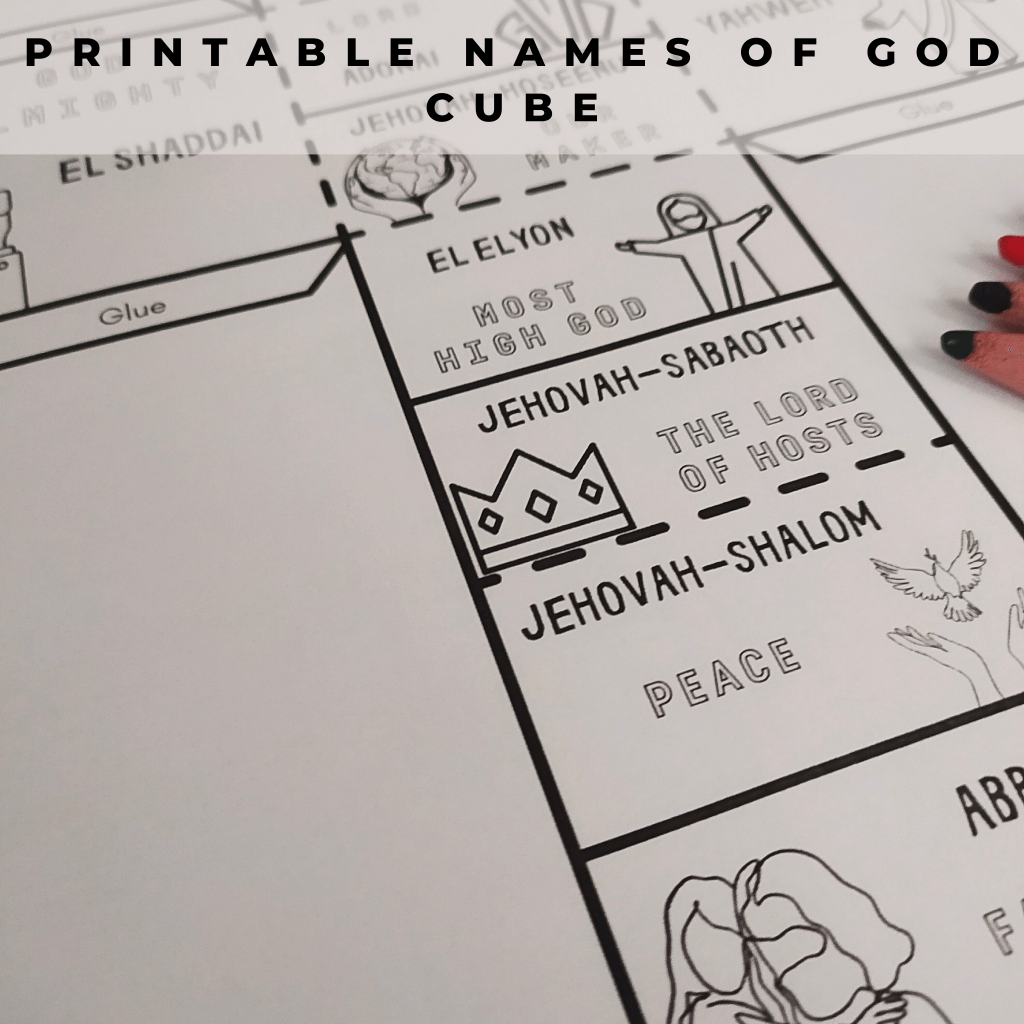 Names of God Coloring Cube, Sunday School Lesson Craft, Bible Scripture Memory for Kids, Printable Bible Activity, Hebrew Names, Bible Story - 5